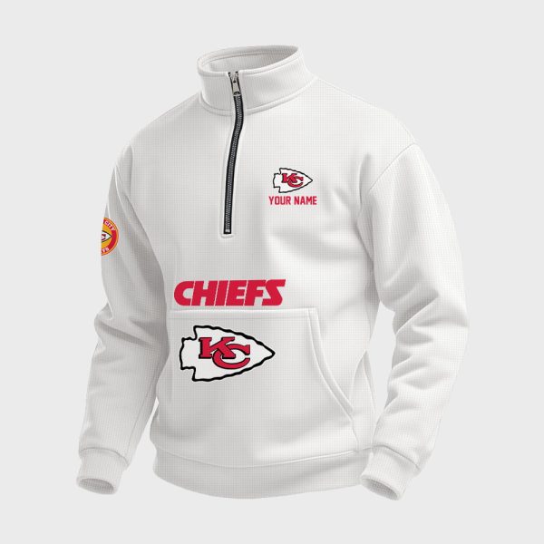 Chiefs Football Custom Quarter Zip Collar Sweatshirt