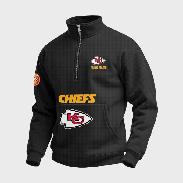 Chiefs Football Custom Quarter Zip Collar Sweatshirt 4