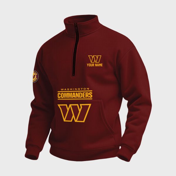 Commanders Football Custom Quarter Zip Collar Sweatshirt 2