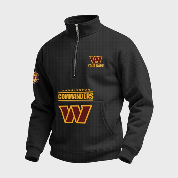 Commanders Football Custom Quarter Zip Collar Sweatshirt 4