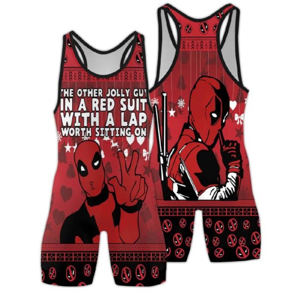 Deadpool The Other Jolly Guy In A Red Suit With A Lap Worth Sitting On Wrestling Singlet