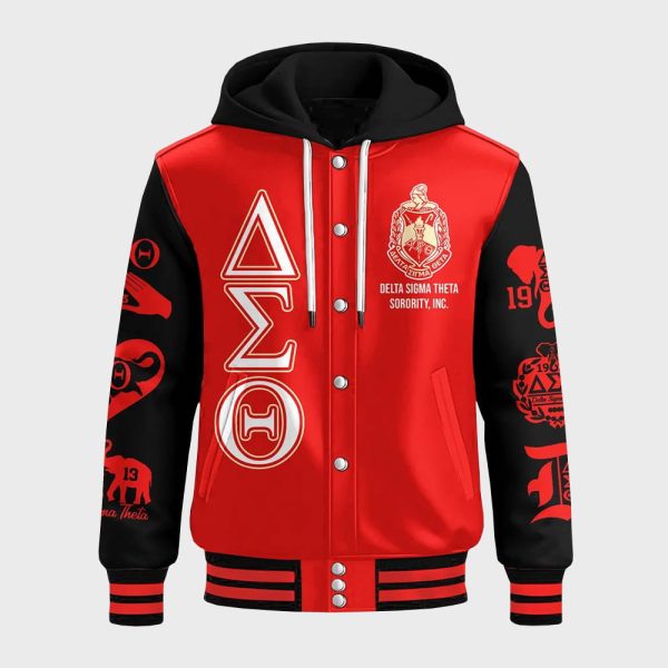 Delta Sigma Theta Sorority INC 1913 Hooded Baseball Jacket 2