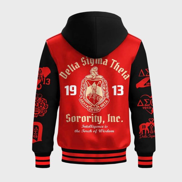 Delta Sigma Theta Sorority INC 1913 Hooded Baseball Jacket 3