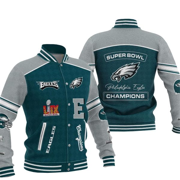 Eagles 2025 Super Bowl LIX Champions Varsity Baseball Jacket