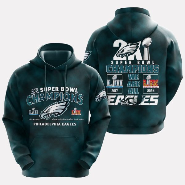 Eagles 2X Super Bowl Champions We Are All Shirt 2