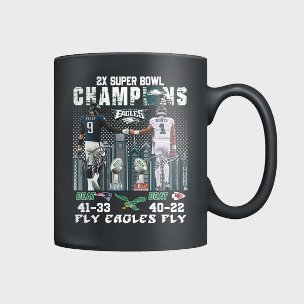 Eagles 2X Time Super Bowl Champions Fly Eagles Fly Mug