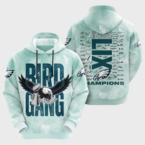 Eagles Bird Gang Super Bowl LIX Champions 3D Shirt 2