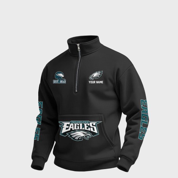 Eagles Football Custom Quarter Zip Collar Sweatshirt 2