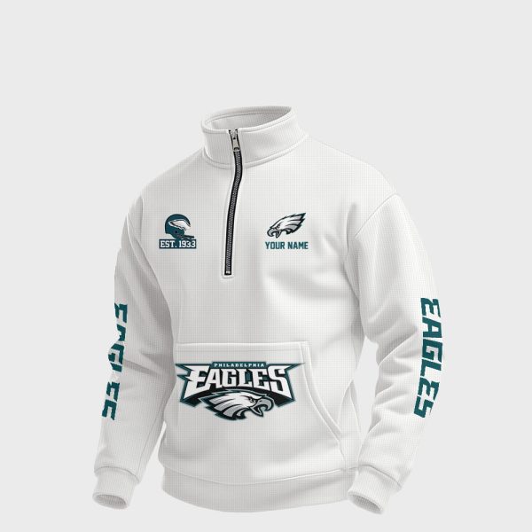 Eagles Football Custom Quarter Zip Collar Sweatshirt 4