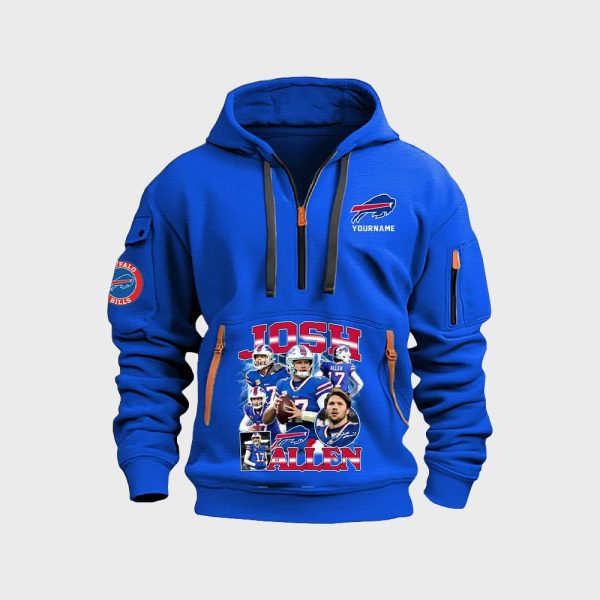 Josh Allen Bills Custom Name Quarter Zip Hoodie