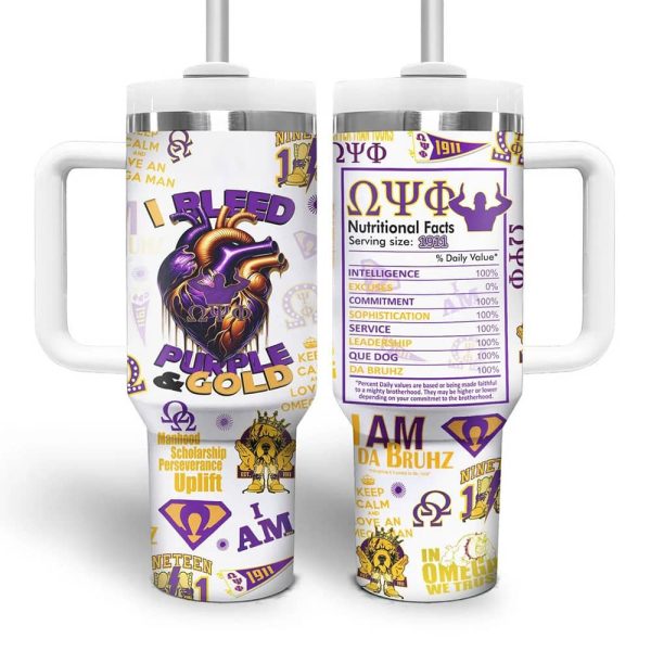 Omega Psi Phi I Bleed Purple & Gold Tumbler