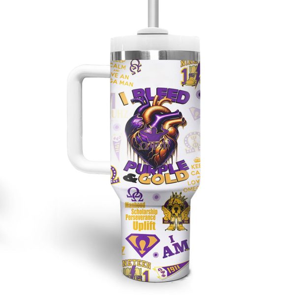 Omega Psi Phi I Bleed Purple Gold Tumbler 2