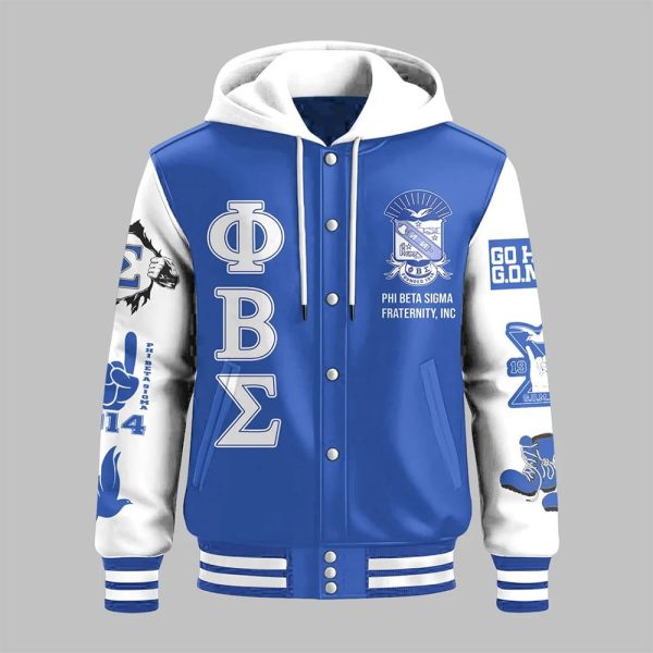 Phi Beta Sigma Fraternity INC 1914 Hooded Baseball Jacket 2