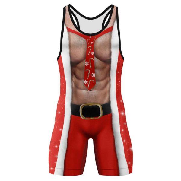 Six Packs Santa Wrestling Singlet 2