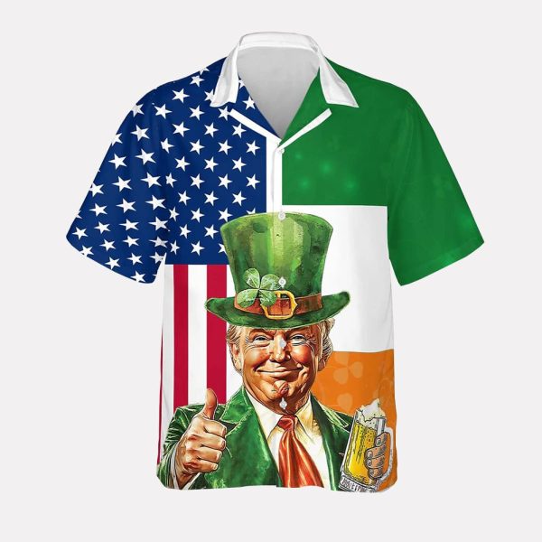 Trump America Irish Flag St Patricks Day Hawaiian Shirt 2