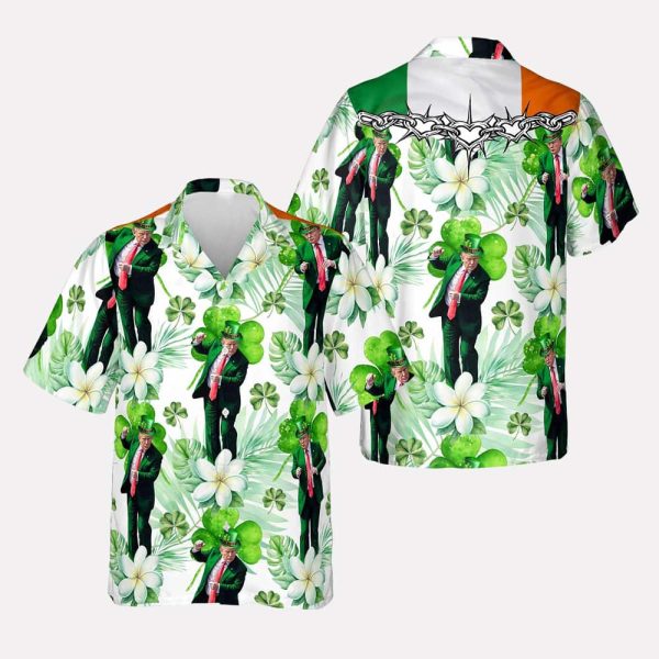 Trump Funny Dancing Irish Flag Hawaiian Shirt