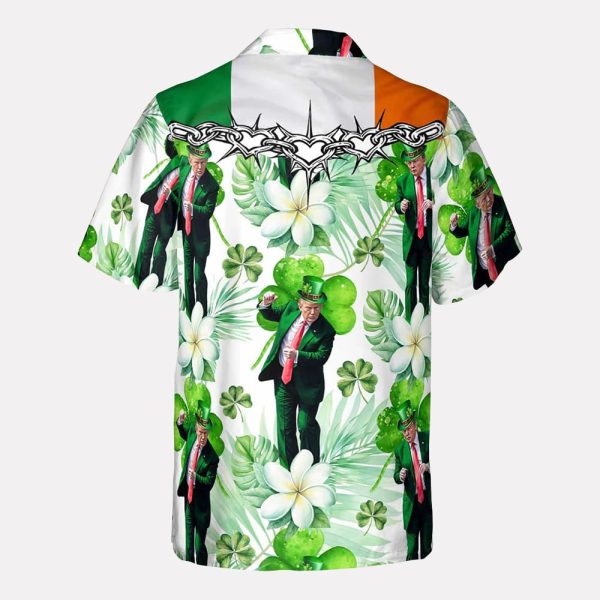 Trump Funny Dancing Irish Flag Hawaiian Shirt 3