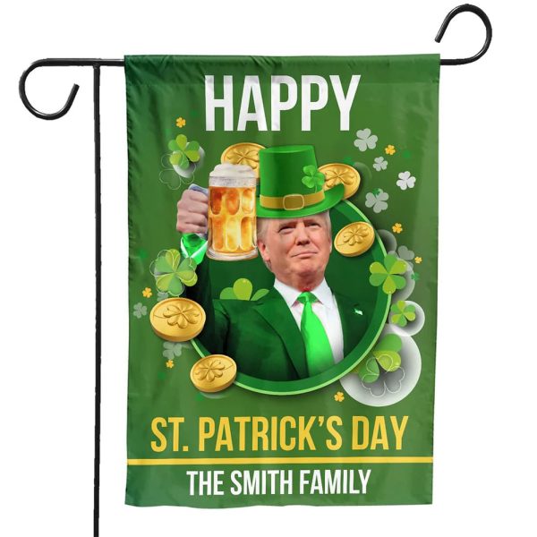 Trump Happy St. Patrick's Day Personalized Flag