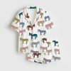 Women's Colorful Horses Short Sleeve Pajama Set