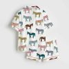 Womens Colorful Horses Short Sleeve Pajama Set 2