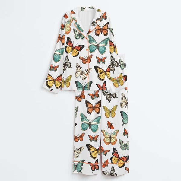 Women's Colorful Spring Butterflies Long Sleeve Pajama Set