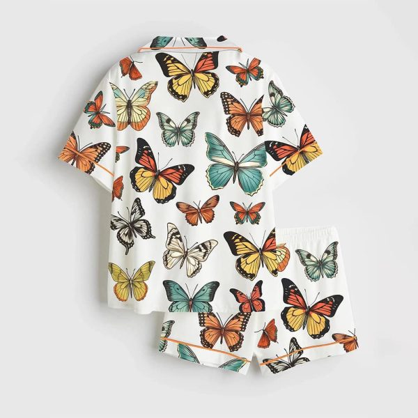 Womens Colorful Spring Butterflies Long Sleeve Pajama Set 3