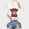 Women's Game Day Baseball Print V-Neck T-Shirt