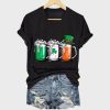 Womens St Patricks Day Beer Mug Print V Neck Short Sleeve T Shirt 2