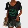 Womens St Patricks Day Prone to Shenanigans and Malarkey Print V Neck T Shirt 3