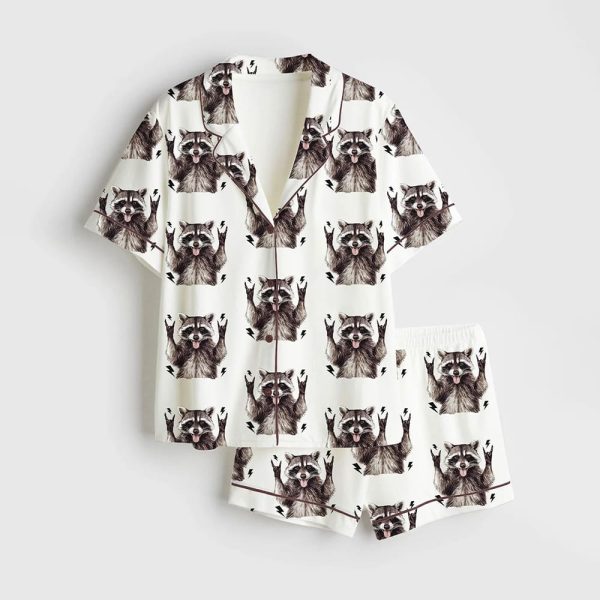 Womens Unhinged and Feral Raccoon Pajama Set 2