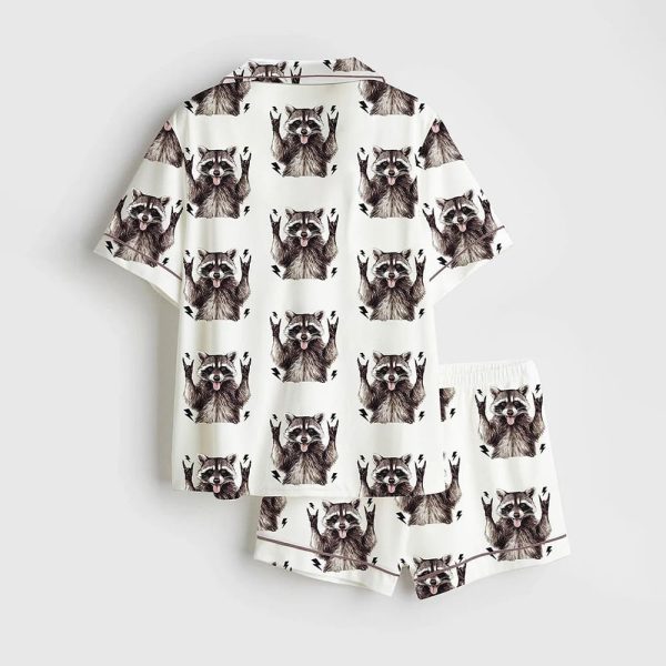 Womens Unhinged and Feral Raccoon Pajama Set 3