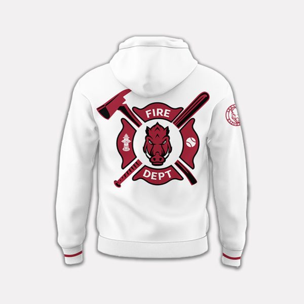 Arkansas Baseball Firefighter Appreciation Hoodie 2025 3