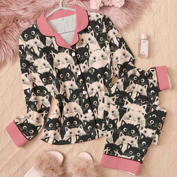 Cat Classic Pajama Set Cute Fat Cats 2