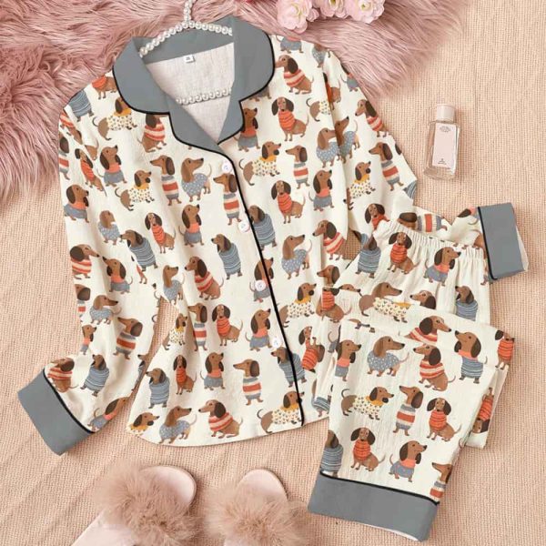 Dachshund Lover Classic Pajama Set Dapper Dachshunds