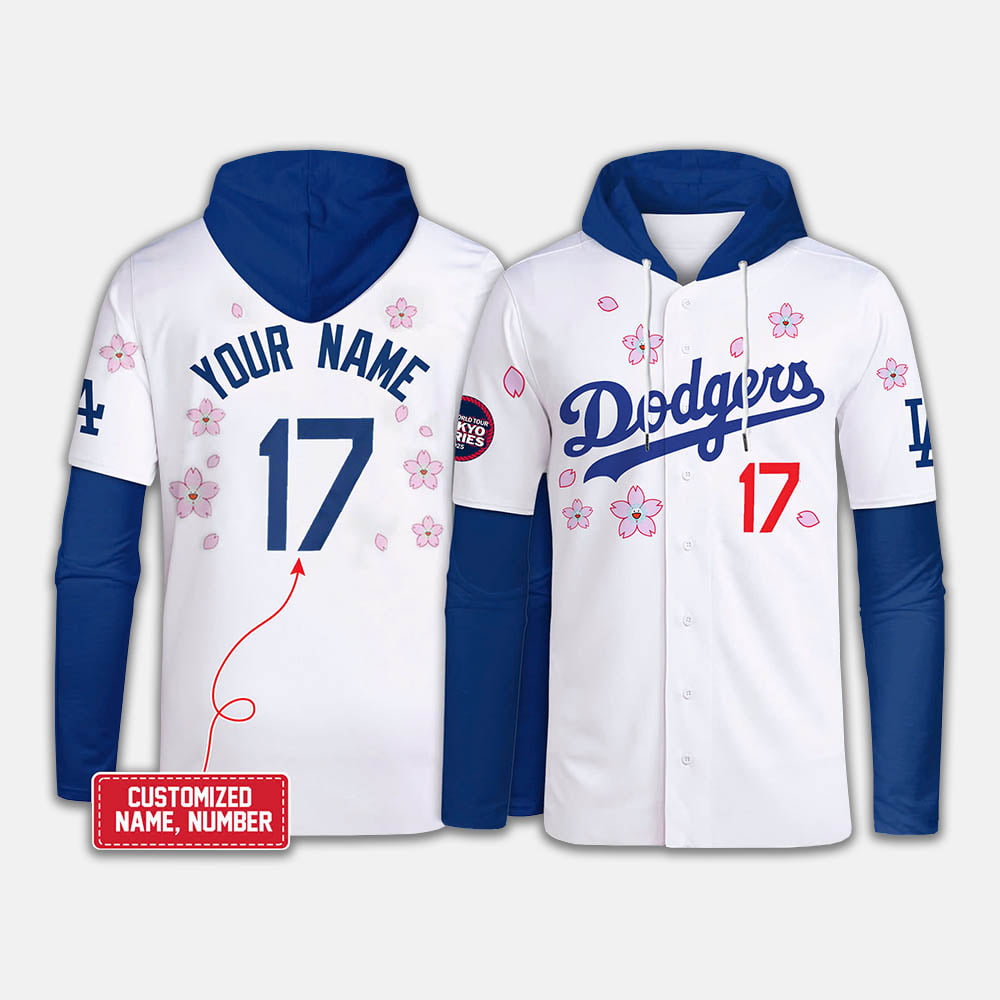Dodgers 2025 World Tour Tokyo Series Hooded Baseball Jersey Dodgers 2025 World Tour Tokyo Series Hooded Baseball Jersey