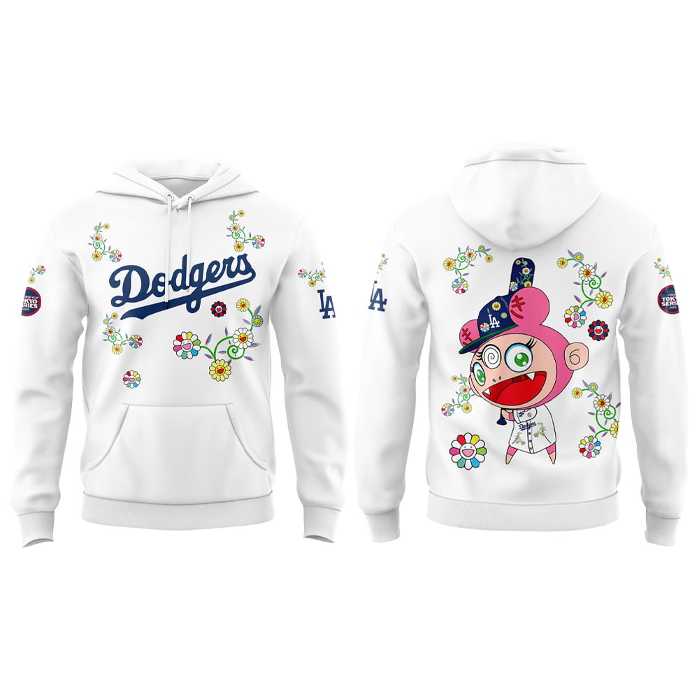 Dodgers Takashi Murakami Tokyo Series White Flower 2025 Hoodie Dodgers Takashi Murakami Tokyo Series White Flower 2025 Hoodie