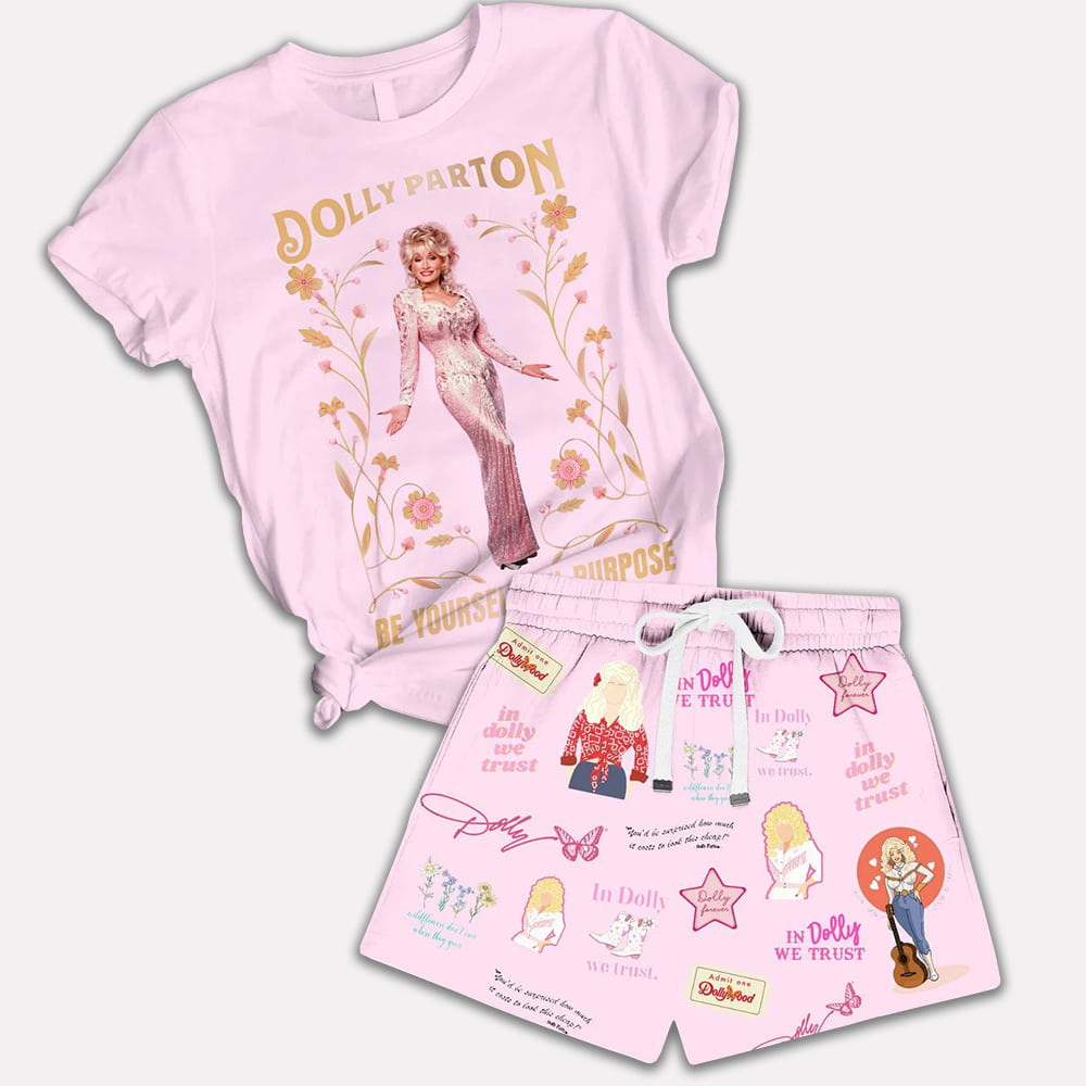 Dolly Parton Be Yourself On Purpose Shirt And Short Pajama Set Dolly Parton Be Yourself On Purpose Shirt And Short Pajama Set