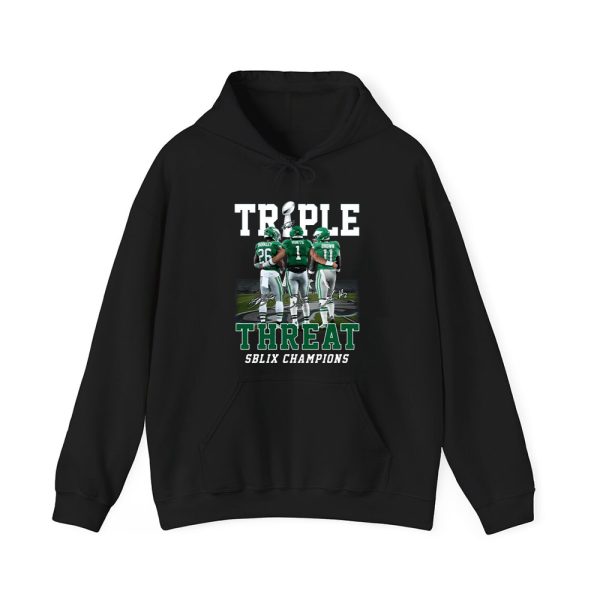 Eagles Triple Threat SB LIX Champions Two Sided Shirt 4