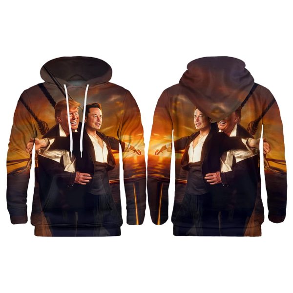 Eloning My Heart Trump Musk Titanic Graphic Hoodie