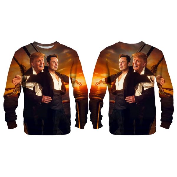 Eloning My Heart Trump Musk Titanic Graphic Hoodie 3