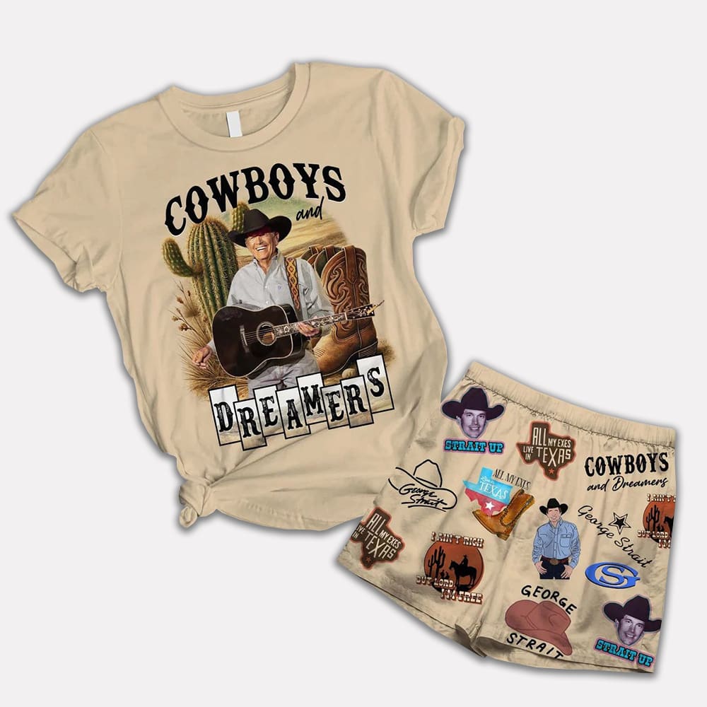 George Strait Cowboys And Dreamers Shirt And Short Pajama Set George Strait Cowboys And Dreamers Shirt And Short Pajama Set