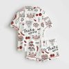 Hand Drawn Whimsical Illustrations Of Italian Food Italian Wedding Print Satin Pajama Set 3