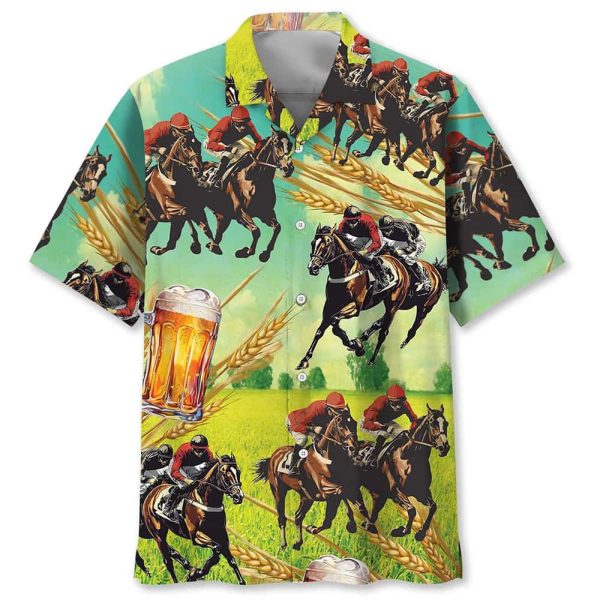 Horse Racing Beer Vintage Hawaiian Shirt