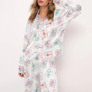 Watercolor Mahjong Satin Pajama Set