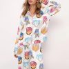 Ice Cream Baseball Satin Pajama Set For Women