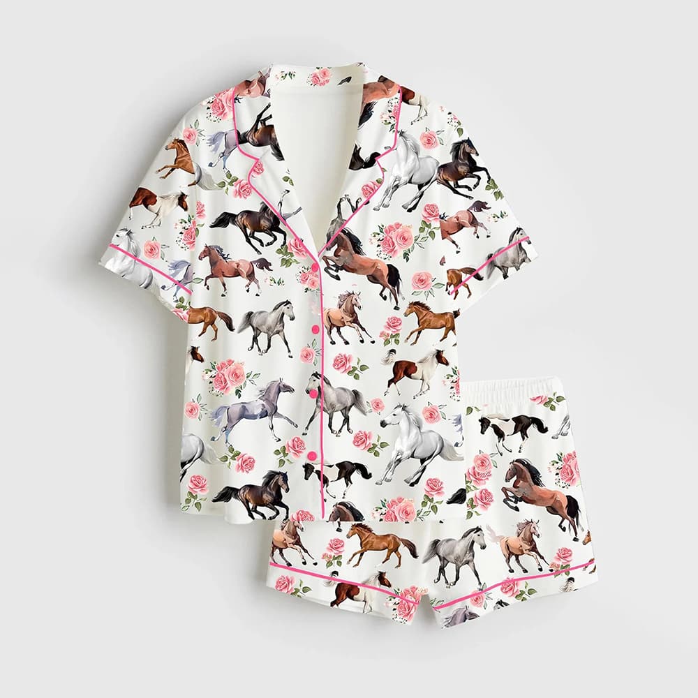 Kentucky Derby 151st Run For The Roses Horse Racing Lover Print Satin Pajama Set Kentucky Derby 151st Run For The Roses Horse Racing Lover Print Satin Pajama Set