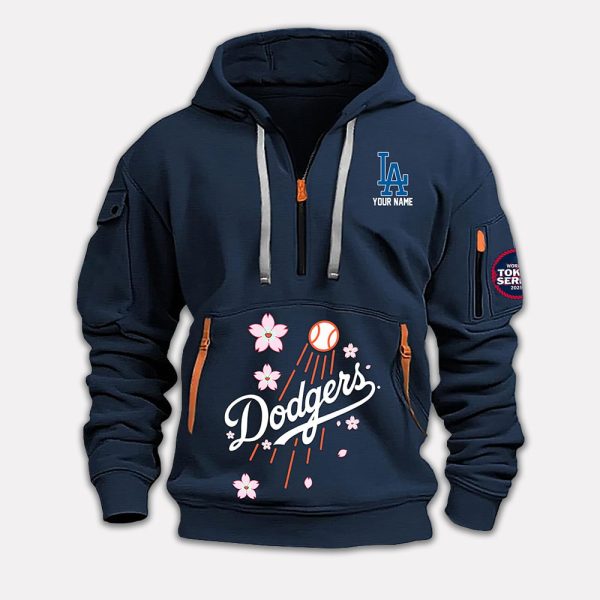 LA Dodgers World Tour Tokyo Series Quarter Zip Hoodie 2025 4