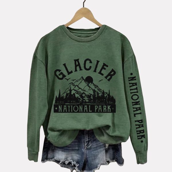 Protect Our National Parks Hot Spots Print Crew Neck Long Sleeve Sweatshirt