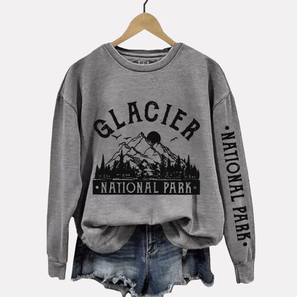 Protect Our National Parks Hot Spots Print Crew Neck Long Sleeve Sweatshirt 5