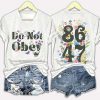 Retro Do Not Obey Flowers 86 47 Print Two Sided V neck T Shirt 2